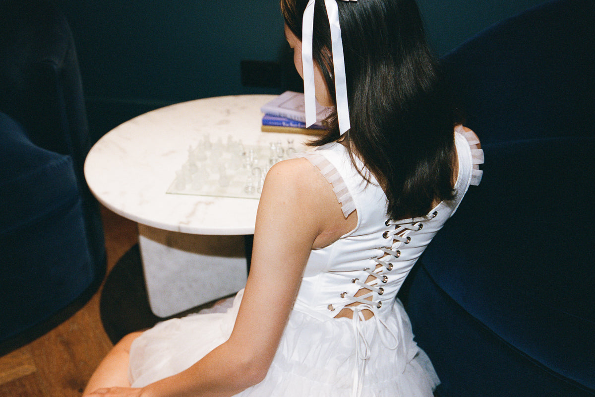Ellia Corseted Mini Dress - Feather White