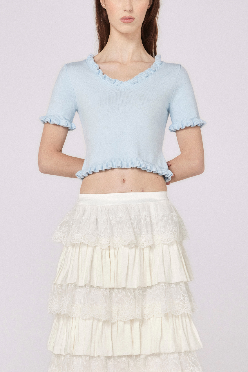 Chloe Knit Top - Baby Blue