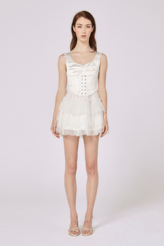 Ellia Corseted Mini Dress - Feather White