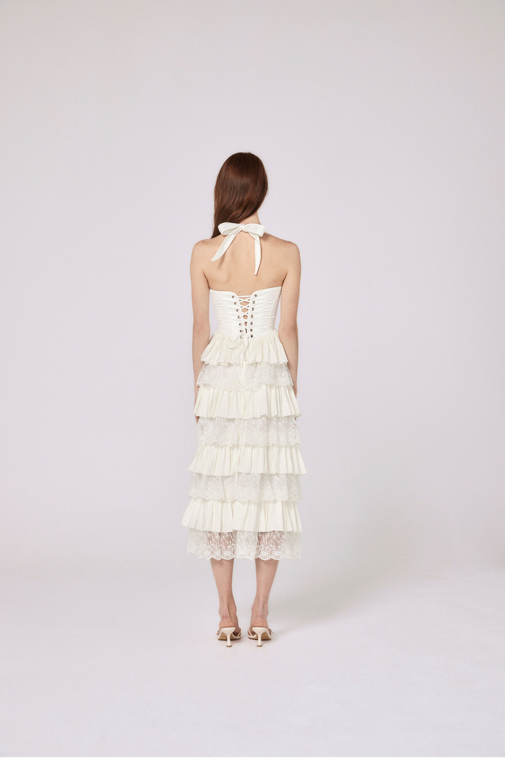 Alara Corseted Midi Dress - Soft White