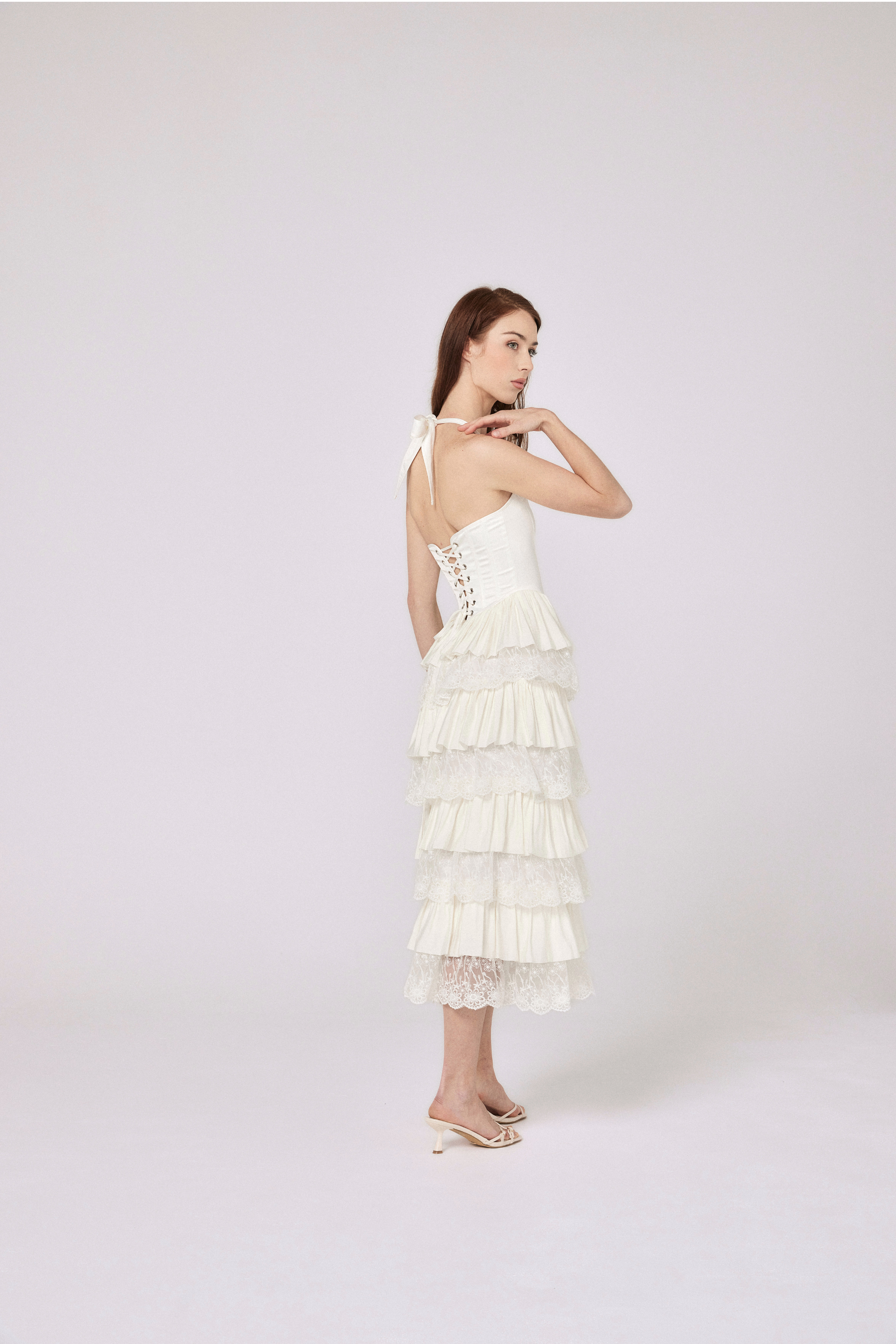 Alara Corseted Midi Dress - Soft White