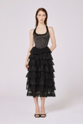 Alara Corseted Midi Dress - Noir Black