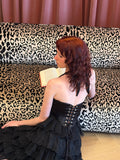 Alara Corseted Midi Dress - Noir Black