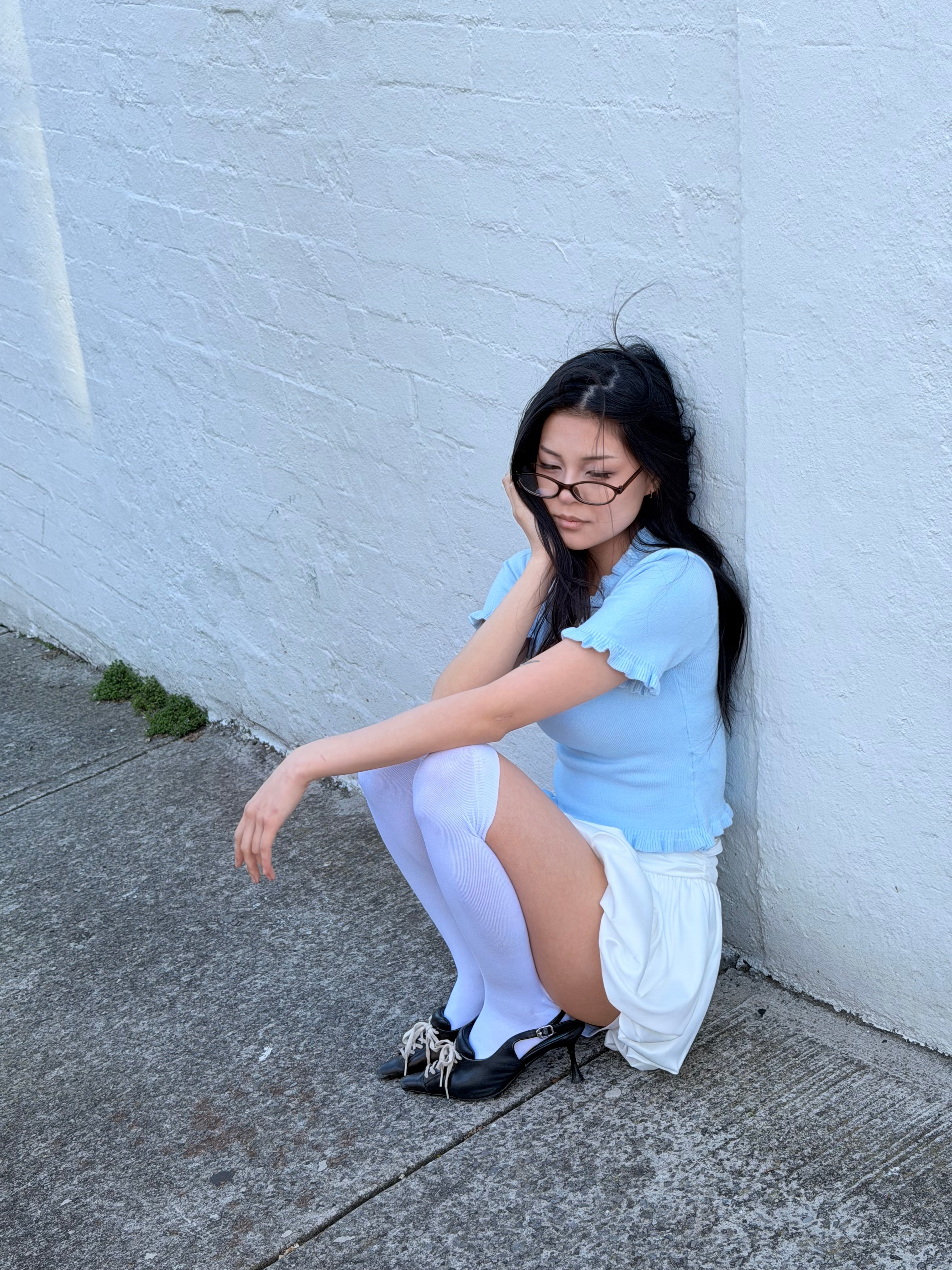 Chloe Knit Top - Baby Blue