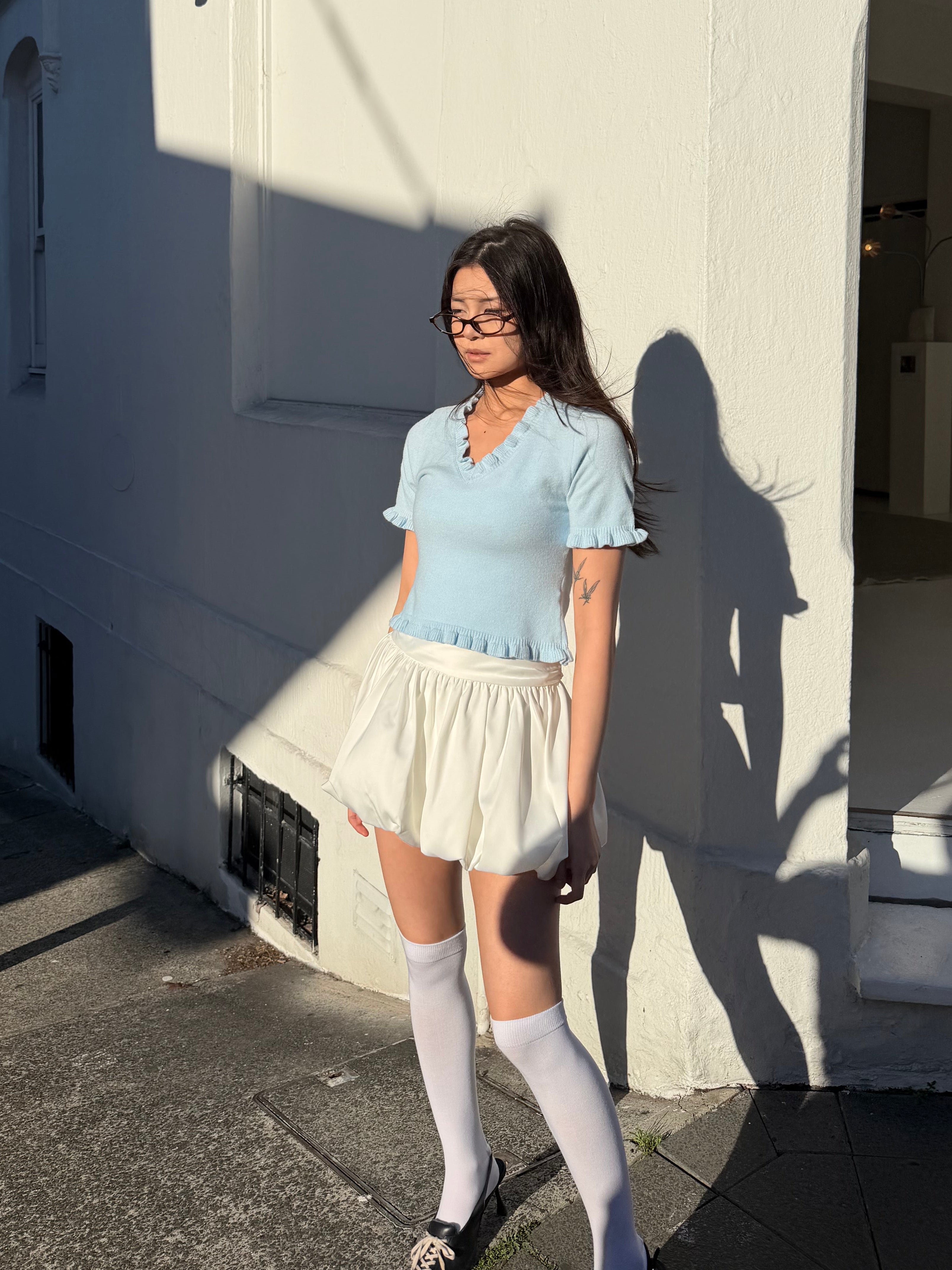 Chloe Knit Top - Baby Blue