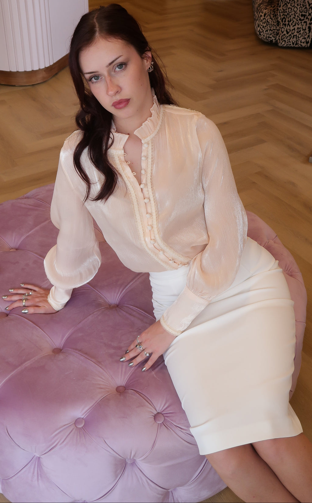Ophelia Longsleeve Blouse - Peach
