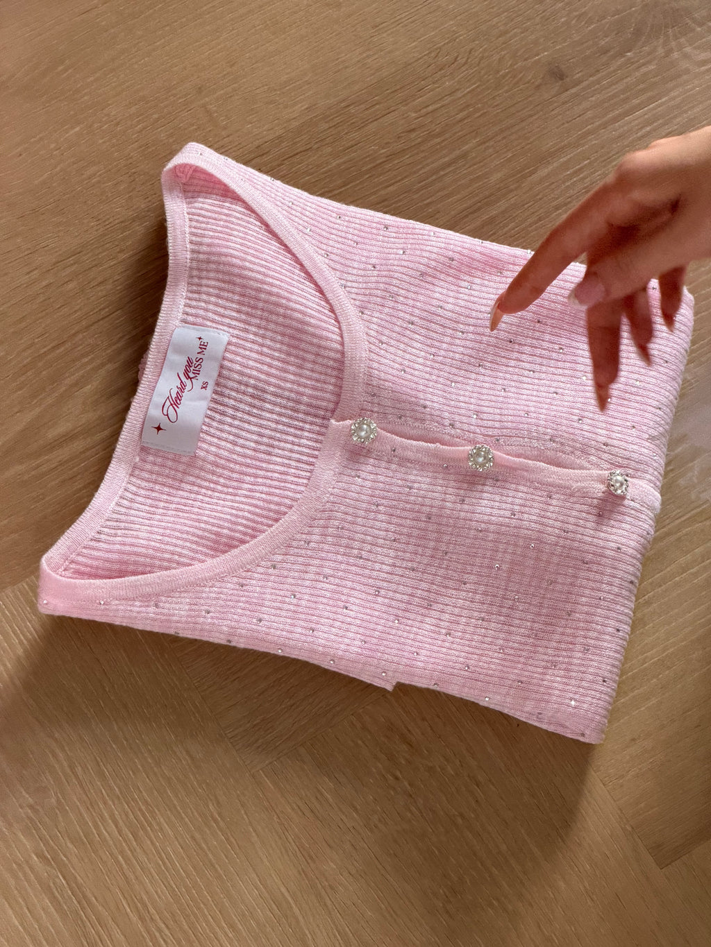 Rosé Rhinestone Knit