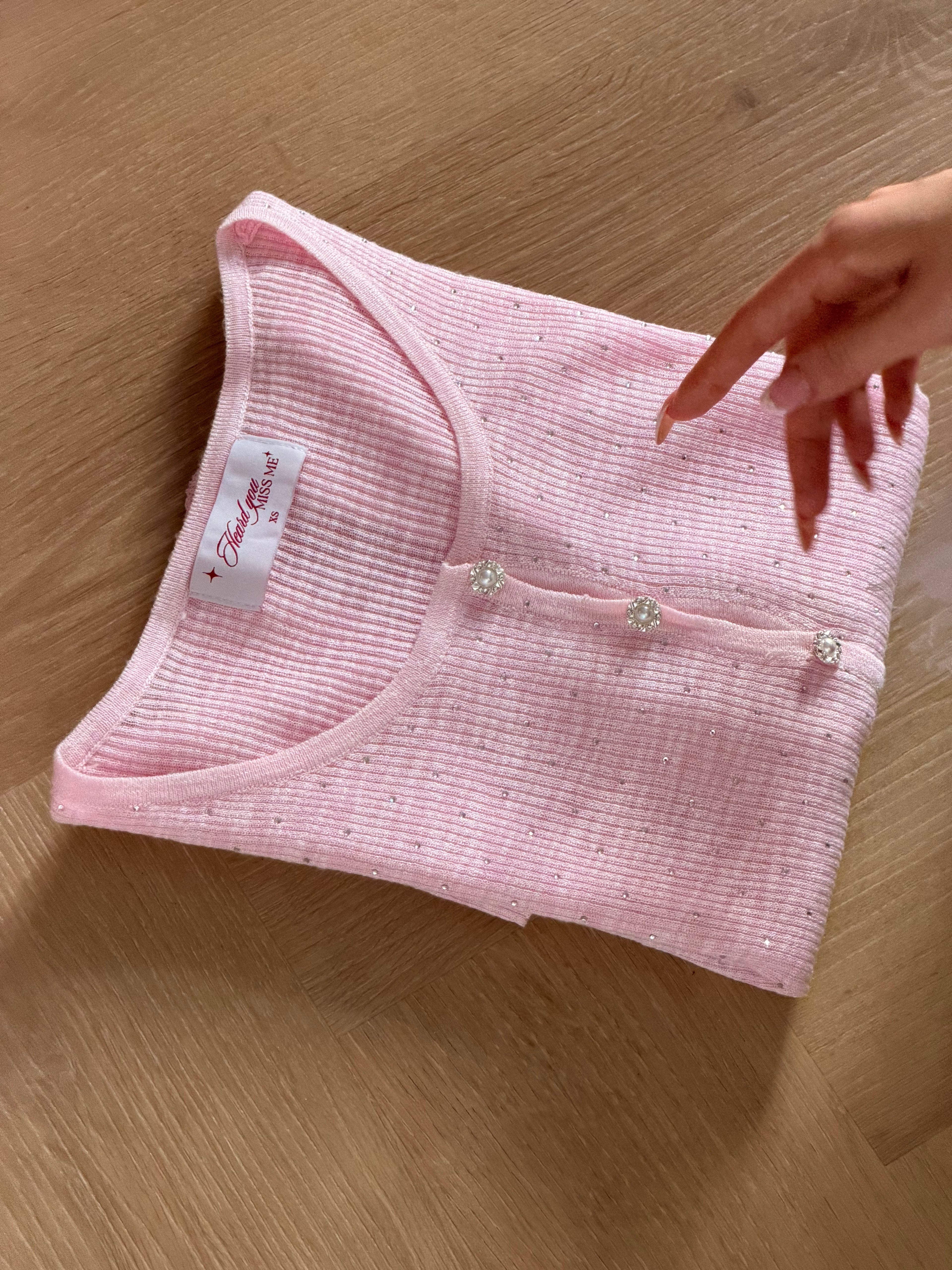 Rosé Rhinestone Knit