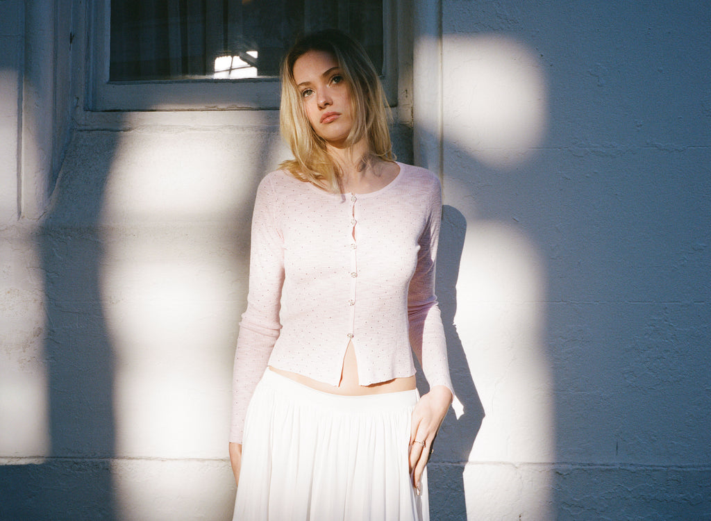 Rosé Rhinestone Knit