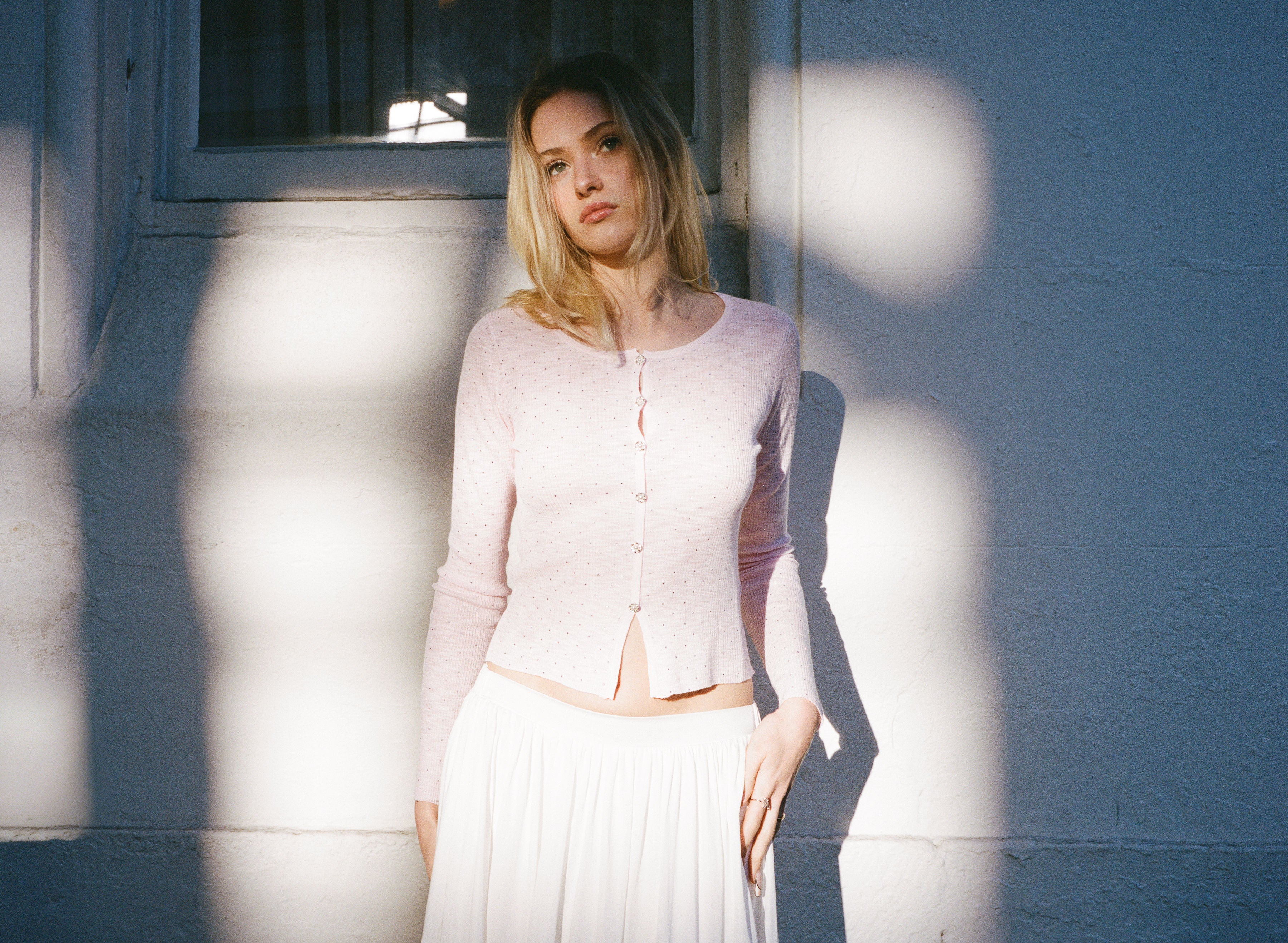 Rosé Rhinestone Knit