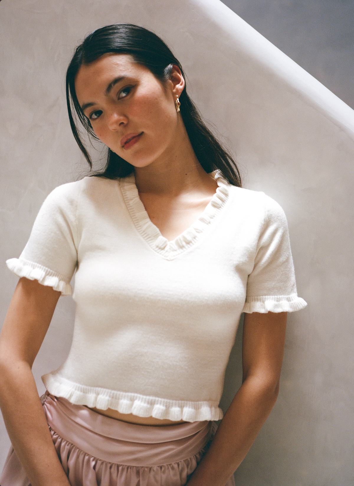 Chloe Knit Top - Cloud
