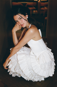 Alara Corseted Midi Dress - Soft White